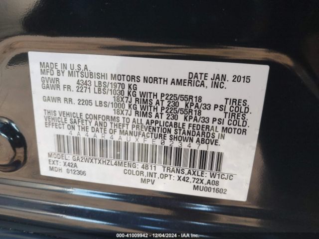 4A4AR4AUXFE023471 Mitsubishi Outlander Sport Se