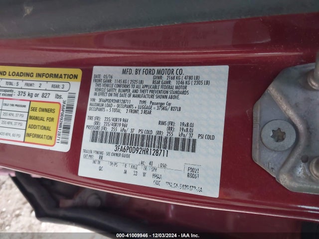 Ford Fusion Platinum 2017 3FA6P0D92HR128711 Image 9