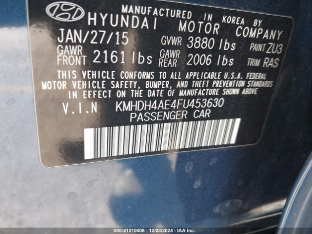 KMHDH4AE4FU453630 Hyundai ELANTRA SE