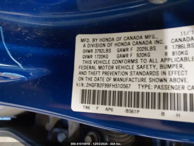 2HGFB2F99FH510567 Honda Civic Ex-l