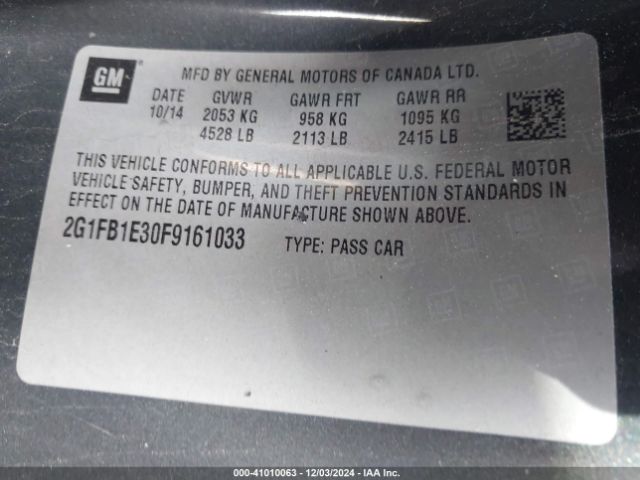 2G1FB1E30F9161033 Chevrolet Camaro 2ls