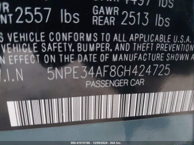 5NPE34AF8GH424725 Hyundai Sonata Sport