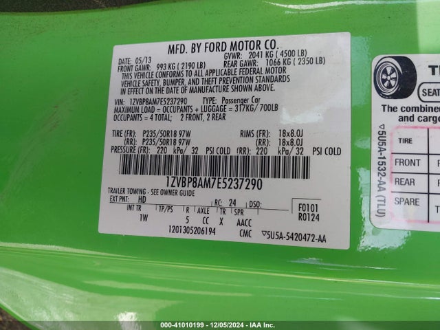 Ford Mustang V6 2014 1ZVBP8AM7E5237290 Image 9