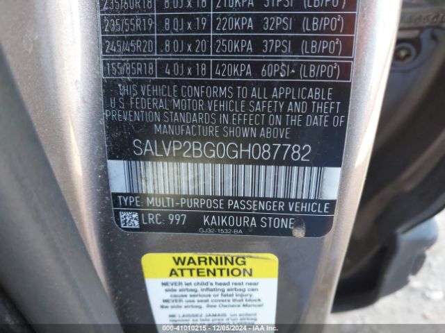 SALVP2BG0GH087782 Land Rover Range Rover Evoque Se/se Premium