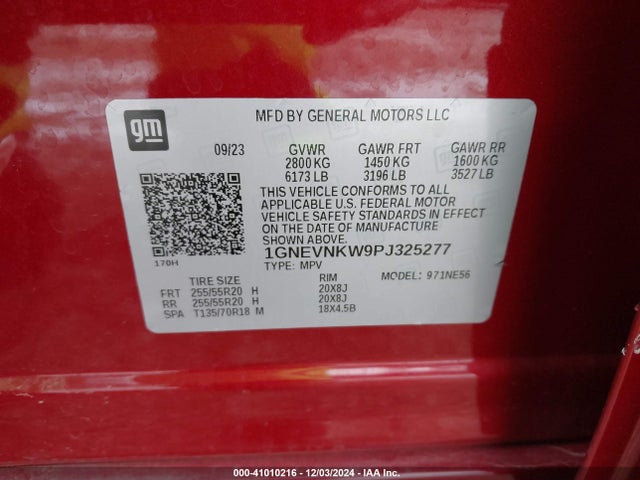 1GNEVNKW9PJ325277 Chevrolet Traverse Awd High Country