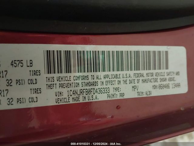 1C4NJRFB0FD436333 Jeep Patriot High Altitude Edition