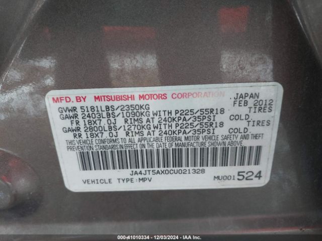 2012 MITSUBISHI OUTLANDER JA4JT5AX0CU021328 Photo 8