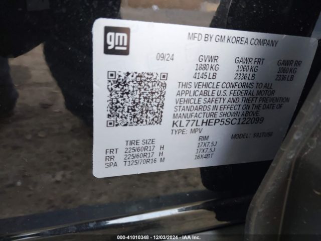 KL77LHEP5SC122099 Chevrolet Trax Fwd Lt