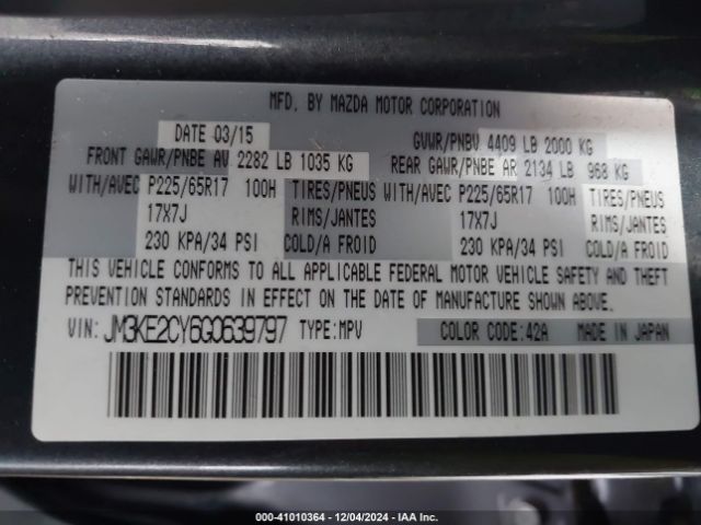 JM3KE2CY6G0639797 Mazda Cx-5 Touring