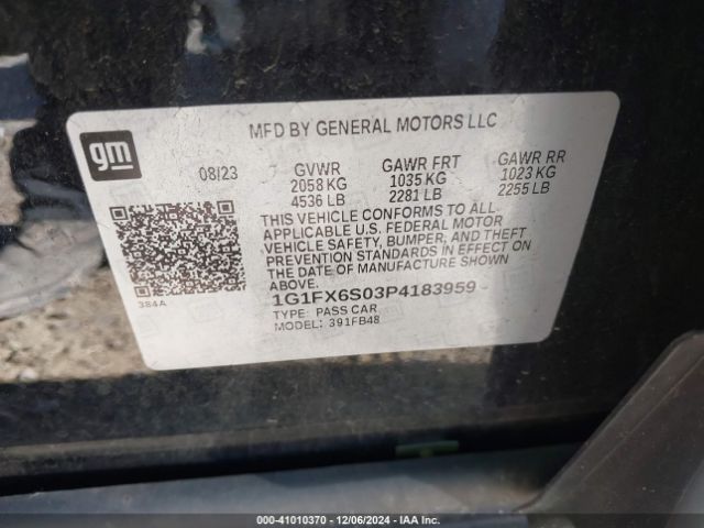 1G1FX6S03P4183959 Chevrolet Bolt Ev Fwd 2lt