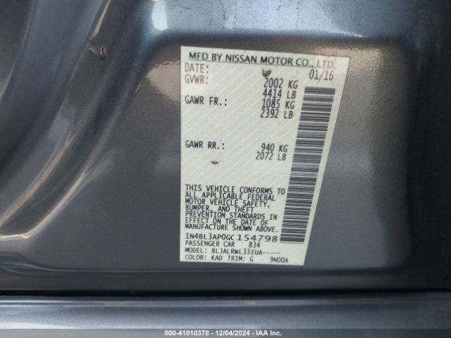 1N4BL3AP0GC154798 Nissan Altima 3.5 Sl/3.5 Sr