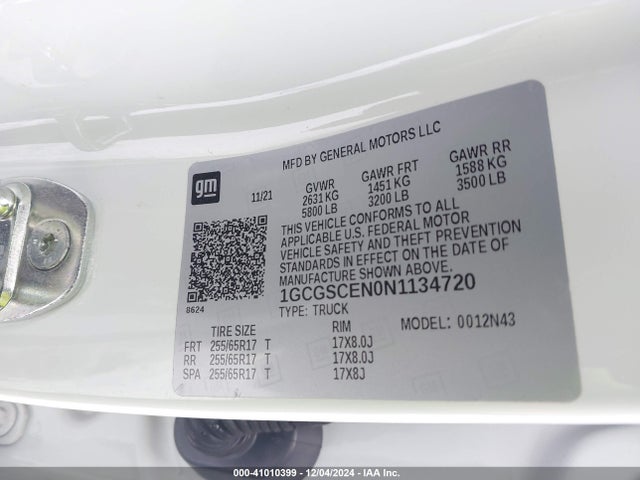 1GCGSCEN0N1134720 Chevrolet Colorado 2wd  Short Box Lt