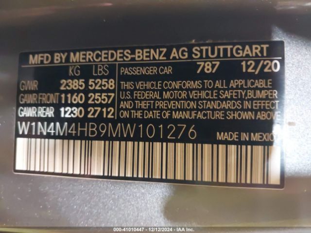 W1N4M4HB9MW101276 Mercedes-Benz Glb 250 4matic