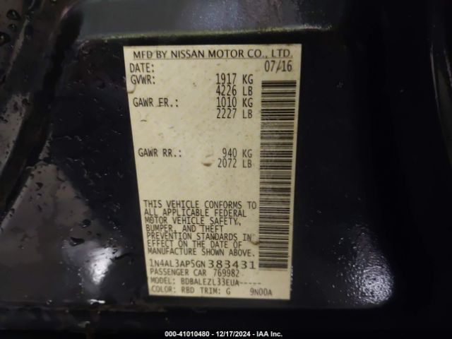 1N4AL3AP5GN383431 Nissan Altima 2.5 S