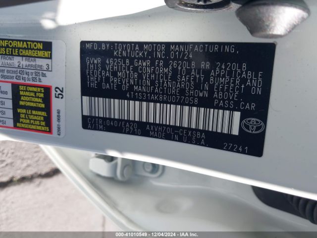 4T1S31AK8RU077058 Toyota Camry Hybrid Se