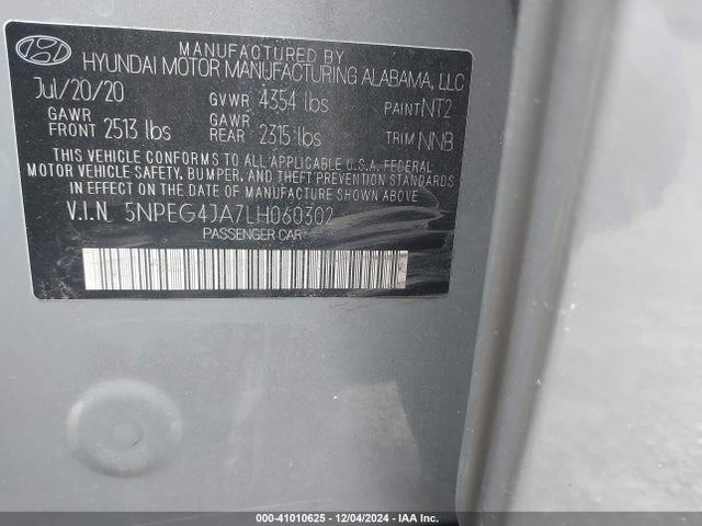 Hyundai SONATA SE 2020 5NPEG4JA7LH060302 Image 9
