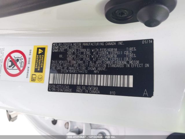 2T2ZK1BA9EC144510 Lexus RX 350