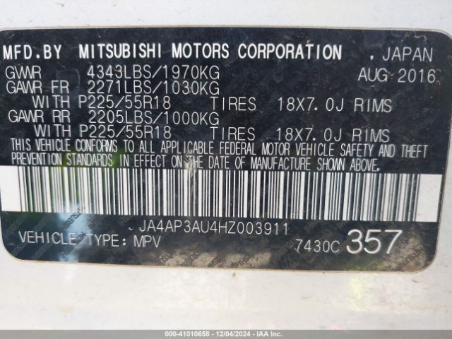 2017 MITSUBISHI OUTLANDER SPORT JA4AP3AU4HZ003911 Photo 8