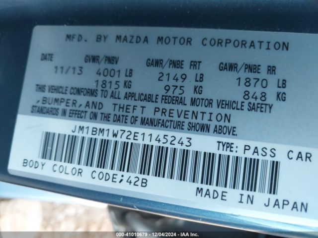 JM1BM1W72E1145243 Mazda Mazda3 I Grand Touring