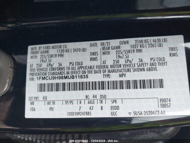 Ford ESCAPE SEL 2021 1FMCU9H98MUB11835 Image 9