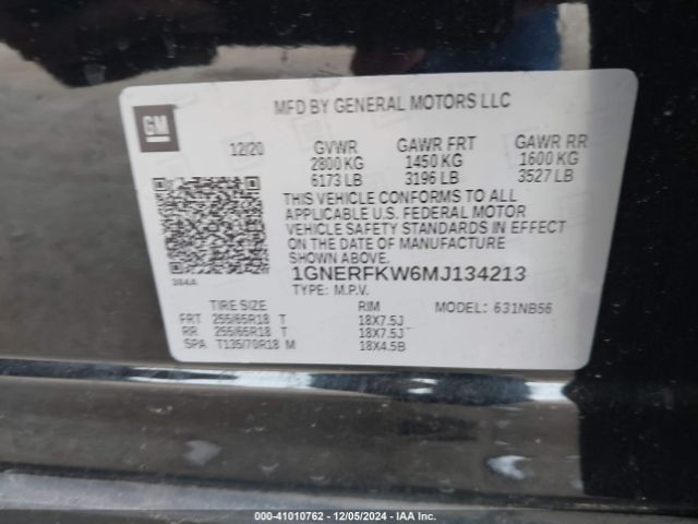 1GNERFKW6MJ134213 Chevrolet Traverse Fwd Ls