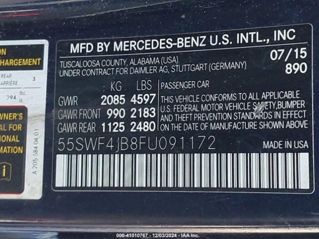 55SWF4JB8FU091172 Mercedes-Benz C 300 Luxury/sport