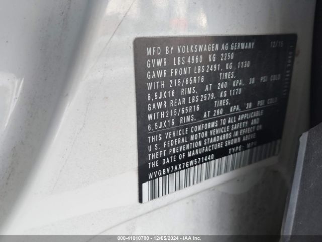 WVGBV7AX7GW571440 Volkswagen TIGUAN S