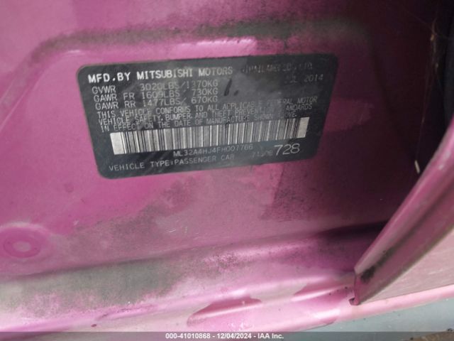 ML32A4HJ4FH007766 Mitsubishi Mirage Es/rf