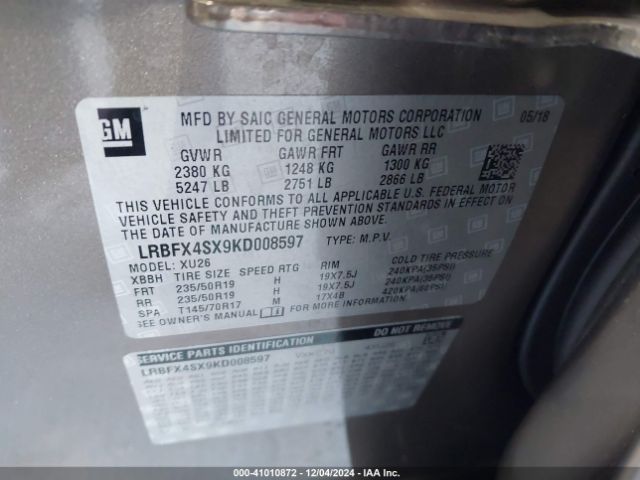 LRBFX4SX9KD008597 Buick Envision Awd Premium Ii