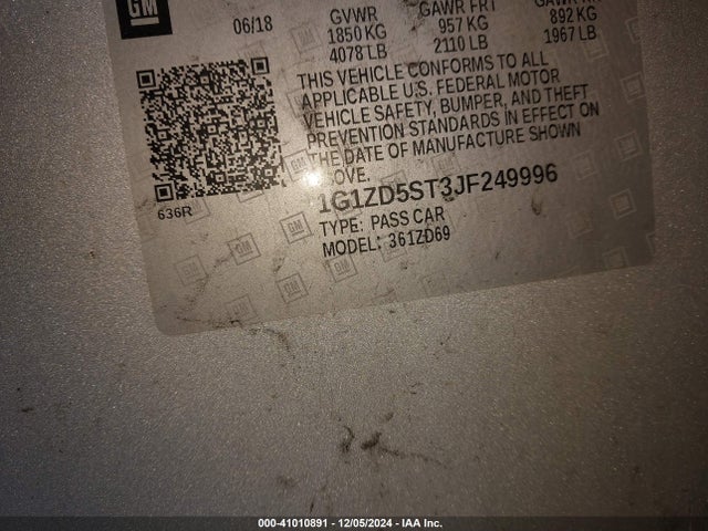 1G1ZD5ST3JF249996 Chevrolet MALIBU LT