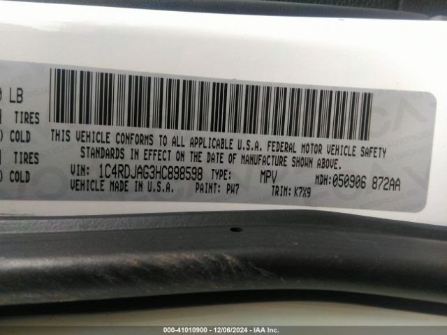 1C4RDJAG3HC898598 Dodge Durango Sxt Awd