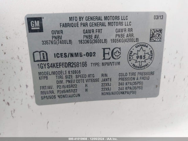 2013 CADILLAC ESCALADE ESV 1GYS4KEF6DR298166 Photo 8