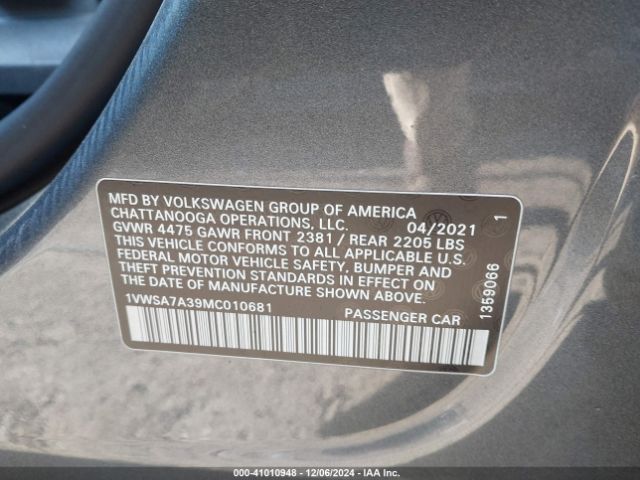1VWSA7A39MC010681 Volkswagen Passat 2.0t Se