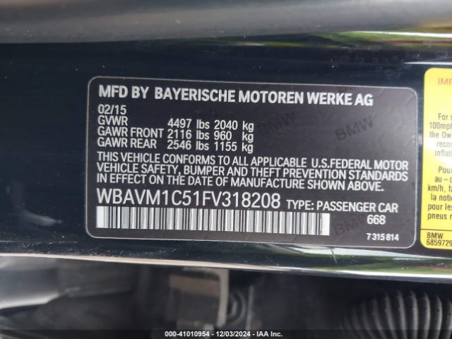 WBAVM1C51FV318208 BMW X1 Sdrive28i
