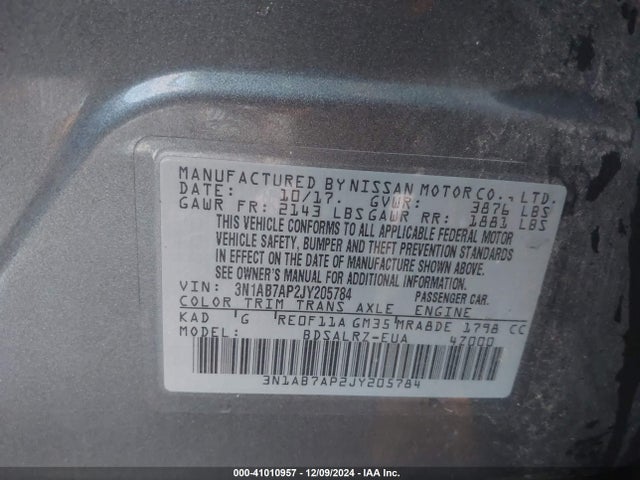 3N1AB7AP2JY205784 Nissan SENTRA SR