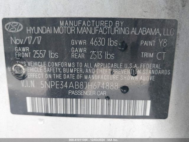 5NPE34AB8JH674888 Hyundai Sonata Sport 2.0t