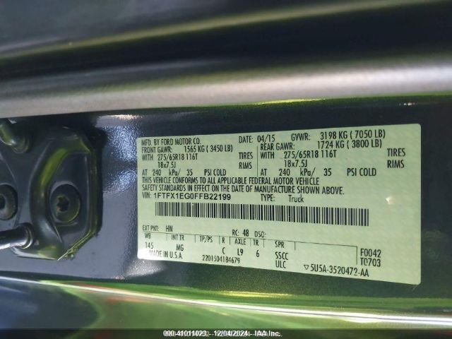 1FTFX1EG0FFB22199 Ford F-150 Xlt