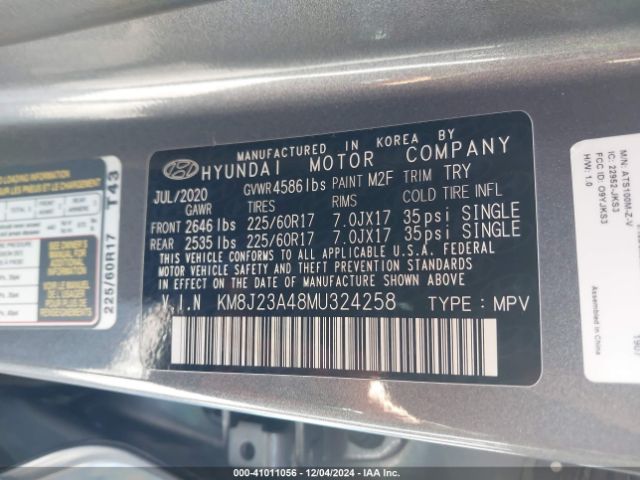 KM8J23A48MU324258 Hyundai TUCSON SE