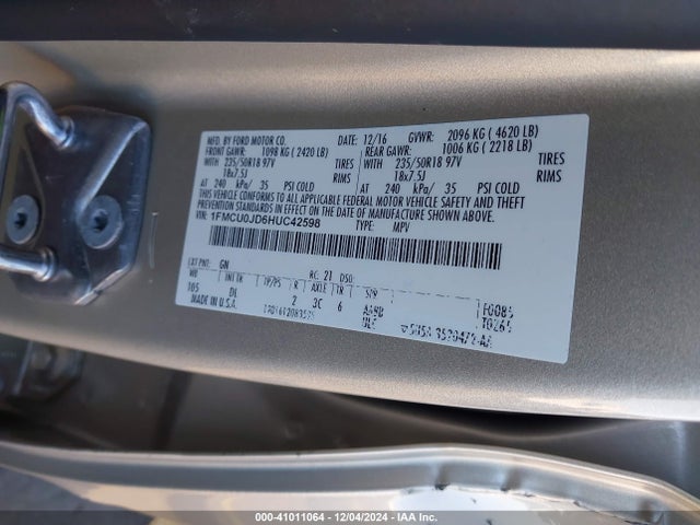 Ford Escape Titanium 2017 1FMCU0JD6HUC42598 Image 9