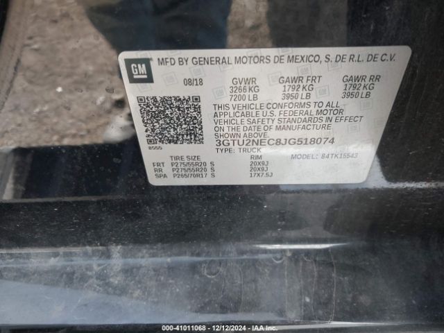 3GTU2NEC8JG518074 GMC Sierra 1500 Slt