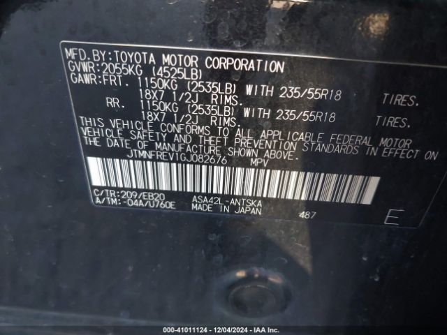 JTMNFREV1GJ082676 Toyota RAV4 SE