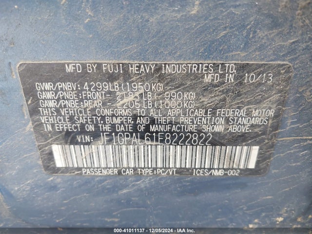 JF1GPAL61E8222822 Subaru Impreza 2.0i Sport Premium