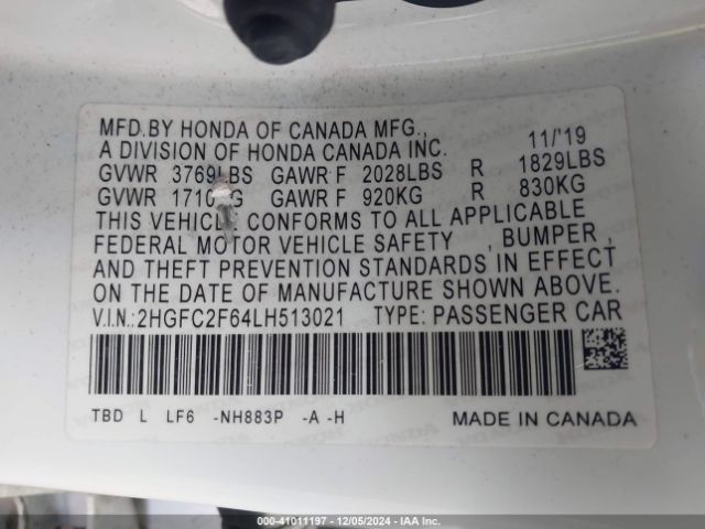 2HGFC2F64LH513021 Honda Civic Lx