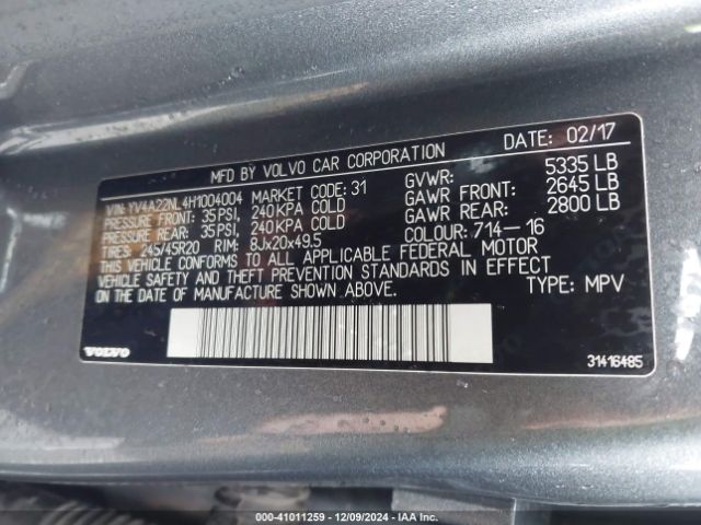 YV4A22NL4H1004004 Volvo V90 Cross Country T6
