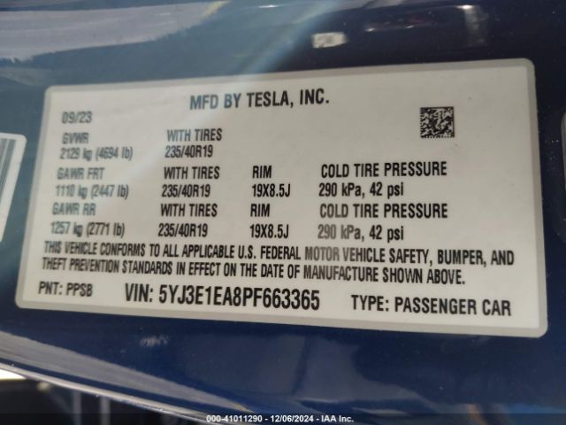 5YJ3E1EA8PF663365 Tesla Model 3 Rear-wheel Drive