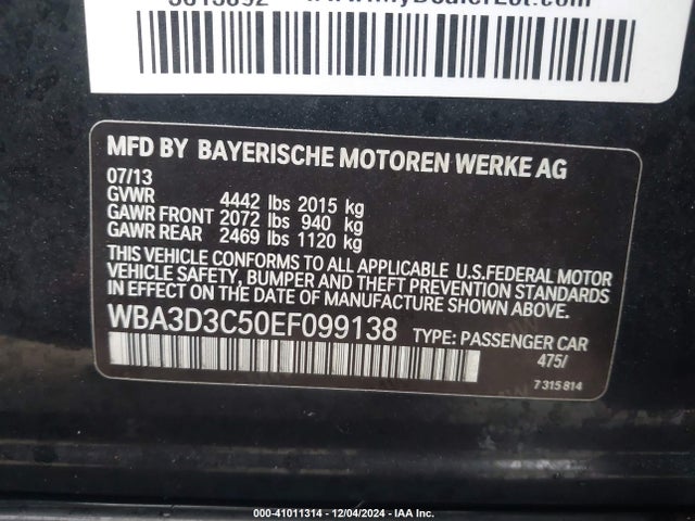 BMW 328D 2014 WBA3D3C50EF099138 Image 9