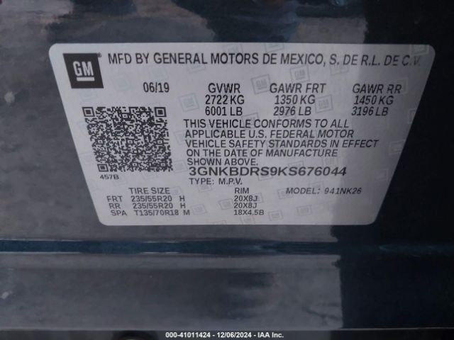 3GNKBDRS9KS676044 Chevrolet Blazer