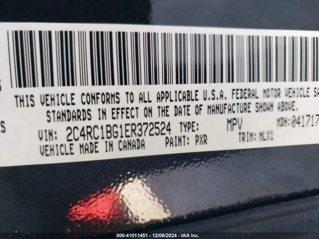 2C4RC1BG1ER372524 Chrysler Town & Country Touring