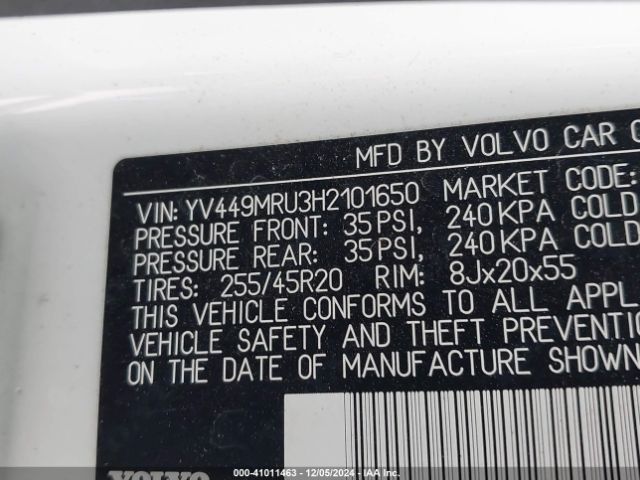 YV449MRU3H2101650 Volvo Xc60 T6 Inscription