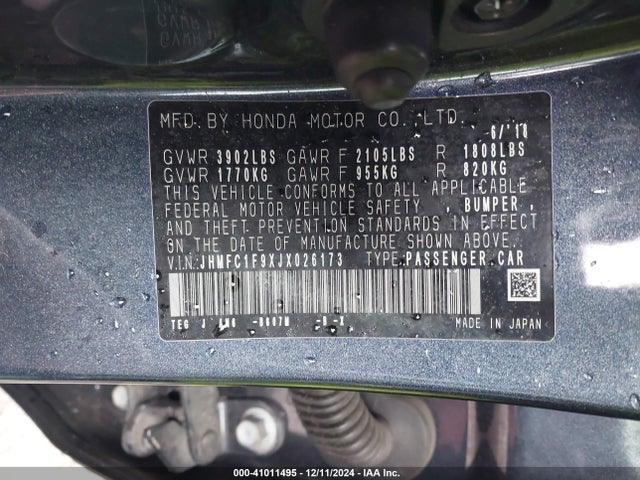 Honda Civic Touring 2018 JHMFC1F9XJX026173 Image 9